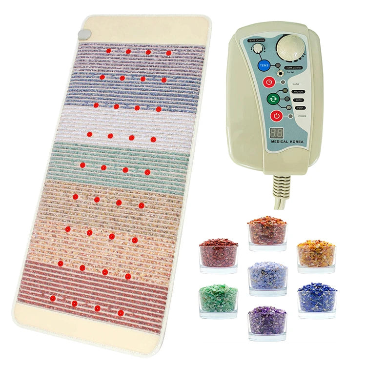 80*190cm Seven Color Crystal Heating Mattress Natural Amethyst Pad Thermostatic Mat Manufacturer Heated Mat for Homeuse