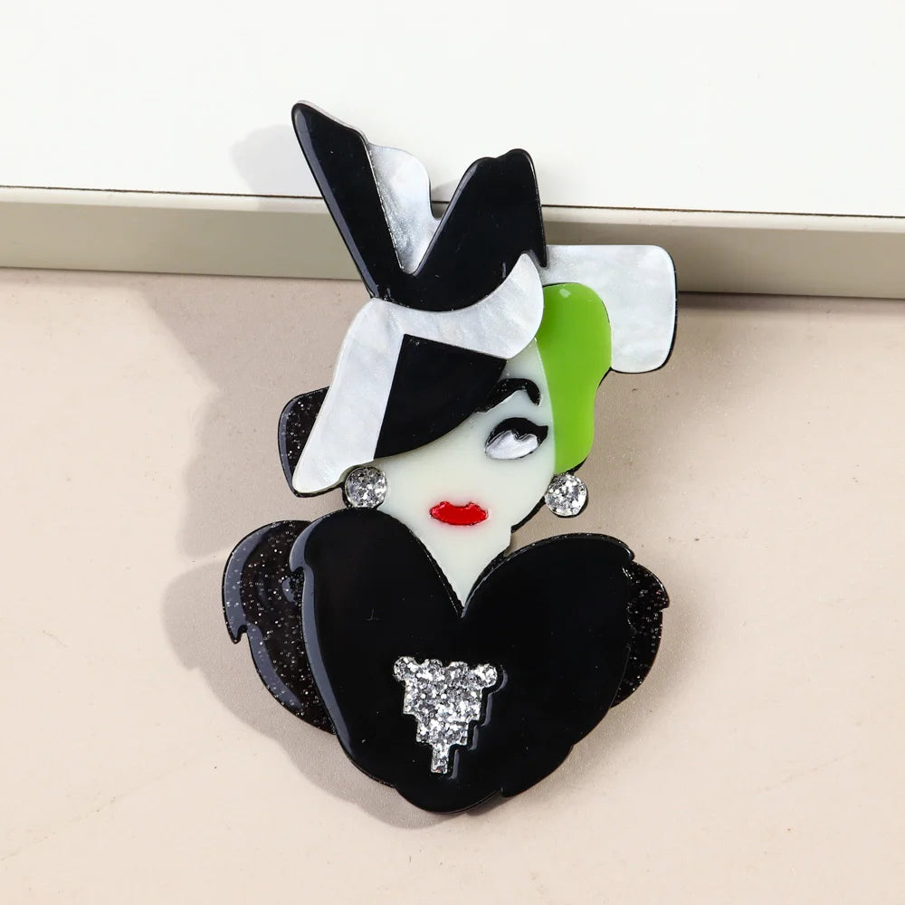 Hip Hop Trendy Modern Ladies Dress Mink Top Hat Personalized Resin Corsage Acrylic Stitching Custom Brooch Wedding Engagement