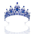 2022 New Luxury Gold Plated Bridal Headdress Sparkling Champagne Blue Rhinestone Royal Crown Sweet Princess Wedding Birthday