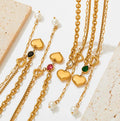 Fashion Jewelry Necklace Waterproof 18k Gold Plated Love Heart Water Drop Zircon Pendant Stainless Steel Sweater Chain