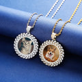 Customized Brass Gold Plated Hip Hop Geometric Cubic Zircon Photo Medallion Iced CZ Charm Pendants Children's Gifts MegaBDM