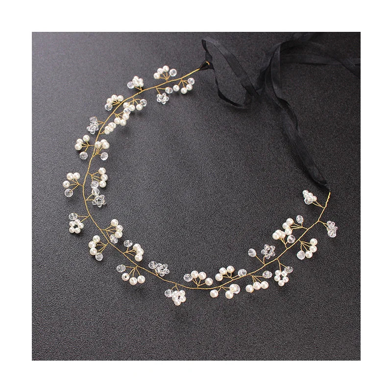 Genya Fancy Wedding Veil Onerments Accessories Crystal Pearl Headband Bride Crown Tiara Hair Jewelry Silver Headwear