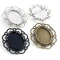 18x25mm Inner Size Brooch Blank Bezel Trays Antique Silver Plated Bronze Vintage Flower Cameo Cabochon Base Setting