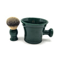 Private Label Green Men Grooming Shaving Brush and Bowl Synthetic Shave Brush Set Shaving Mug and Brush Kit Set with Box