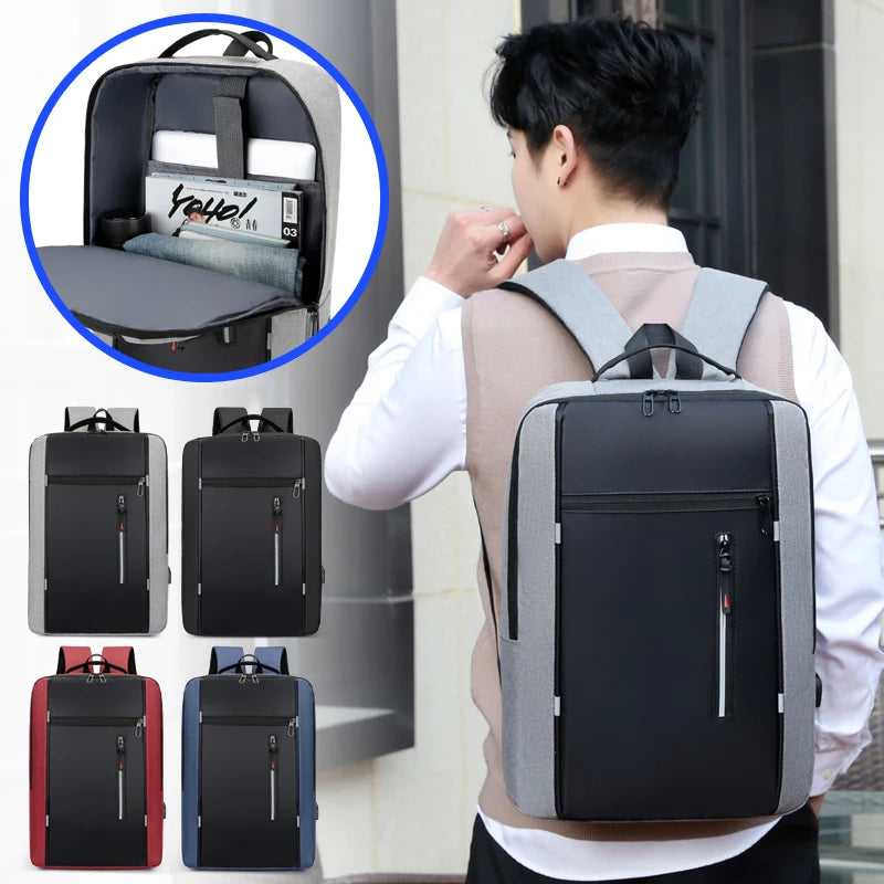 2025 New Laptop Backpack Business Casual Bag Waterproof Nylon USB Charging Fashion Travel Hiking Backpack