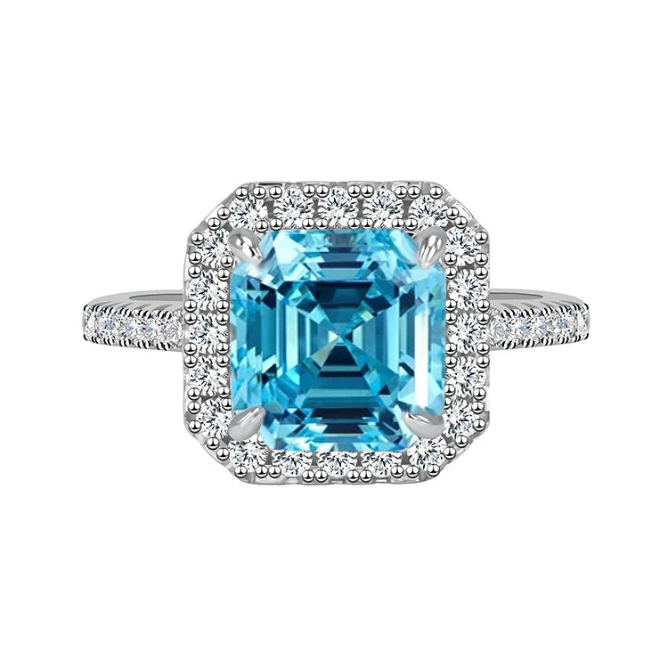 Fine Jewelry Wholesale Price Engagement Wedding Silver Rings 5a Cz Asscher Cut Stone Loose Gemstone Women's Rings