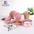 Premium Eco-Friendly Porcelain Mug Plate Bowl Dinner Set with Pink Glaze Solid Pattern Food Contact Safe Classic Luxury