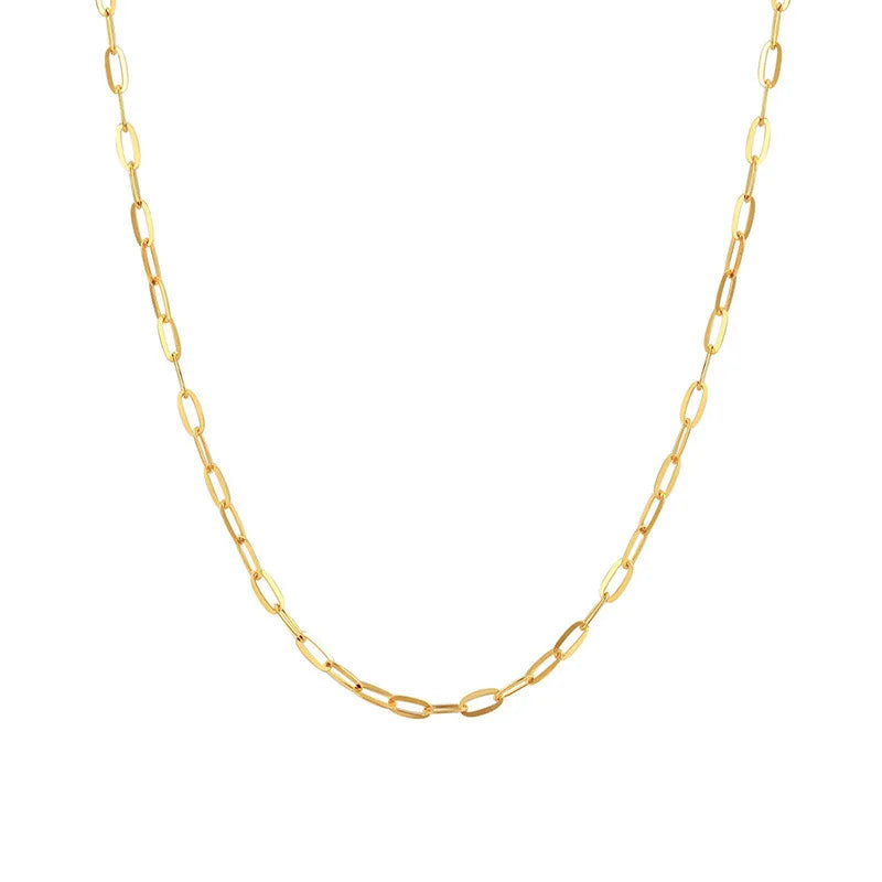 14k Gold Filled Waterproof Stainless Steel Large Custom Chain Link Necklace Minimalist Trendy Paper Clip Choker Necklace