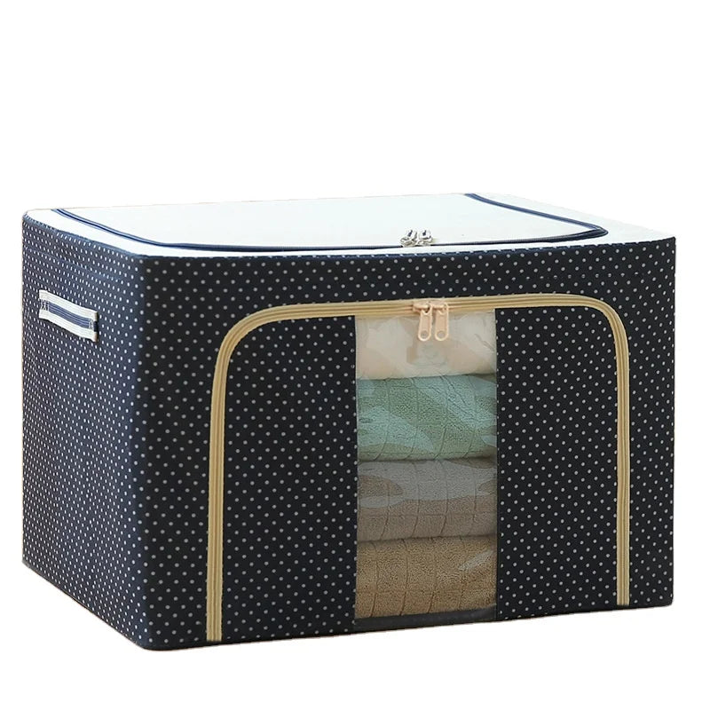 Quilt Folding Storage Box Large Clothes Box Finishing Box Steel Oxford Cloth New Frame Waterproof Wholesale Custom 11L-100L 2pcs