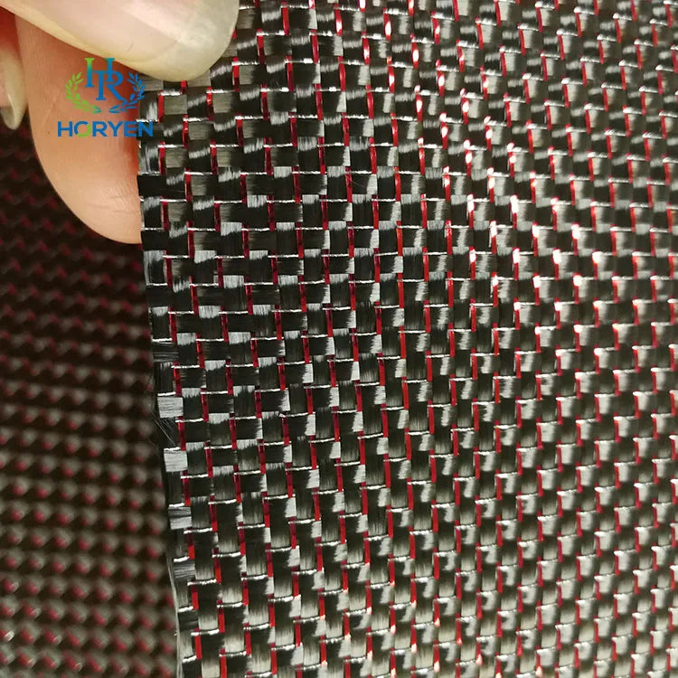 Red Silver Metal Wire T300 Carbon Fiber Cloth