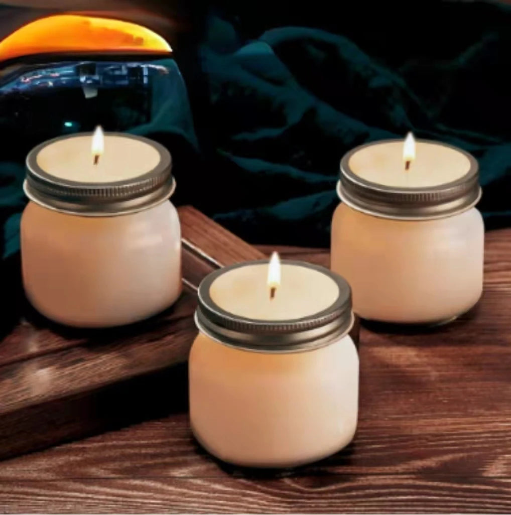 Empty Wholesale Custom Wide Mouth Glass 8oz clear Canning Mason Candle Jar Short With Lid