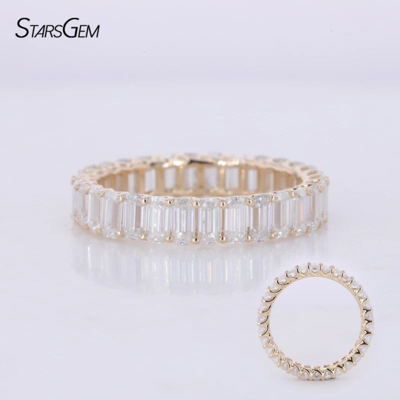 Cvd Hpht Emerald 2x4mm Lab Grown Diamonds Ring Emerald Cut Diamonds Wedding Band 10k Yellow Gold Diamonds Band Ring for Wedding