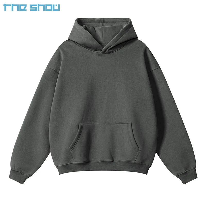 HeavyWeight 100% Cotton Cropped Hoodie Men Blank Thick Fleece Oversized Custom Print Logo Men's Hoodies & Sweatshirts