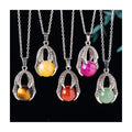 Natural Tiger Eye Aventurine Stone Ball Pendant Necklace Silver Plated Dragon Claw Gemstone Sphere Charm Necklace for Women Mens