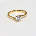 M01D Abiding Classic Gold Plated 925 Silver 0.5 CT Round Moissanite Solitaire Twist Ring for Women Wedding Engagement