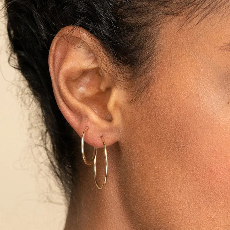 EManco Dainty Hoop Earrings Set for Women 2021 Stainless Steel Trendy Gold Plated Round Earring Minimalist Jewelry