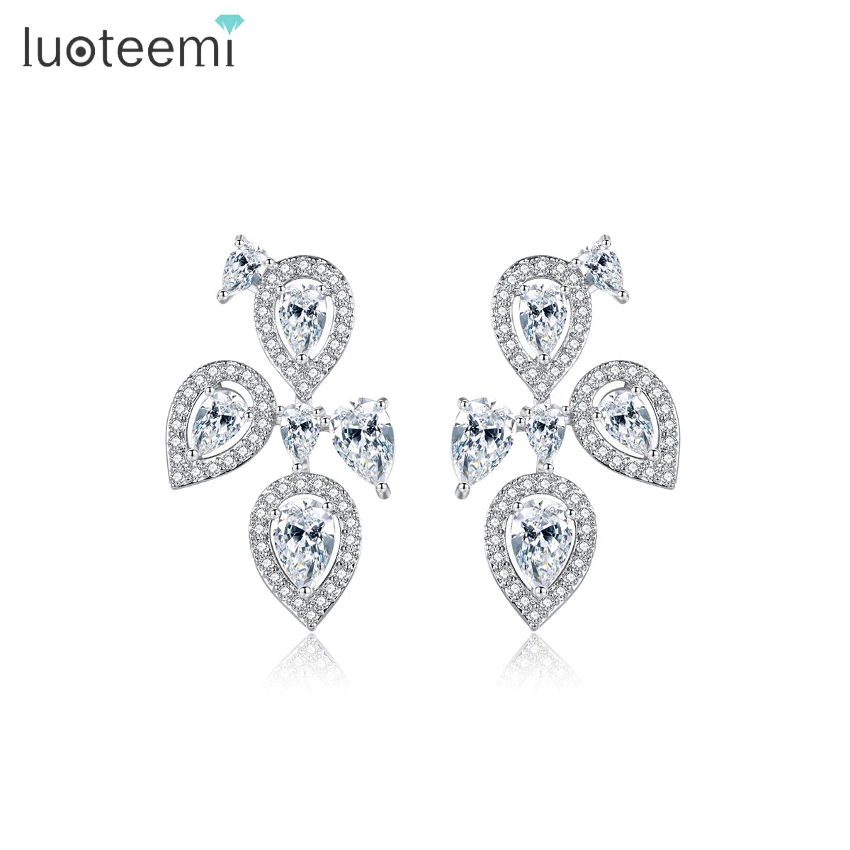 LUOTEEMI Stud Cubic Zirconia Woman Fashion Earing Popular Trendy Jewelry Zircon Lady Simple Flower Earrings