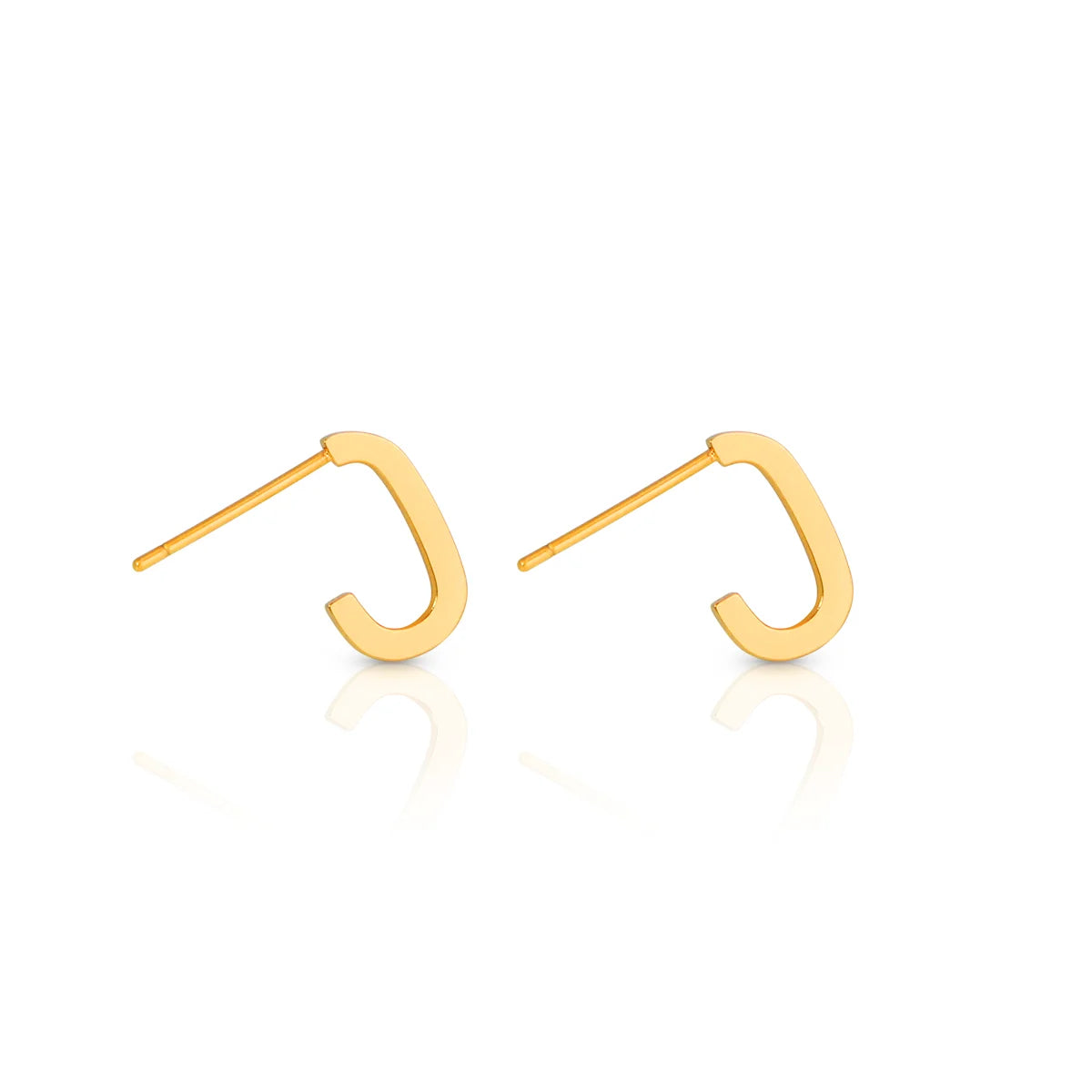 Chris April 316L Stainless Steel U-turn Small 18k Gold Plated Hoops Earrings for Women