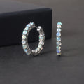 RZ0235 Abiding Fine Jewelry New Style Round 3mm Natural Ethiopia Opal 925 Sterling Silver Minimalist Hoop Earring