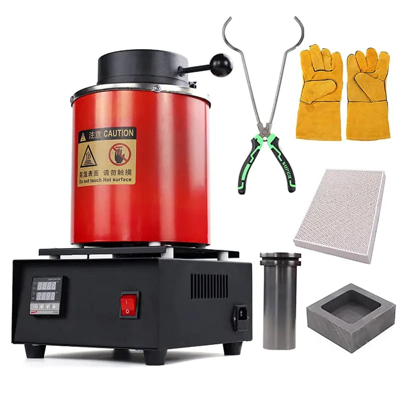1-3kg 1400W Electric Digital Jewelry Melting Machine With Crucible Firebrick Gold Silver Aluminum Melting Furnace 7-Piece Kit