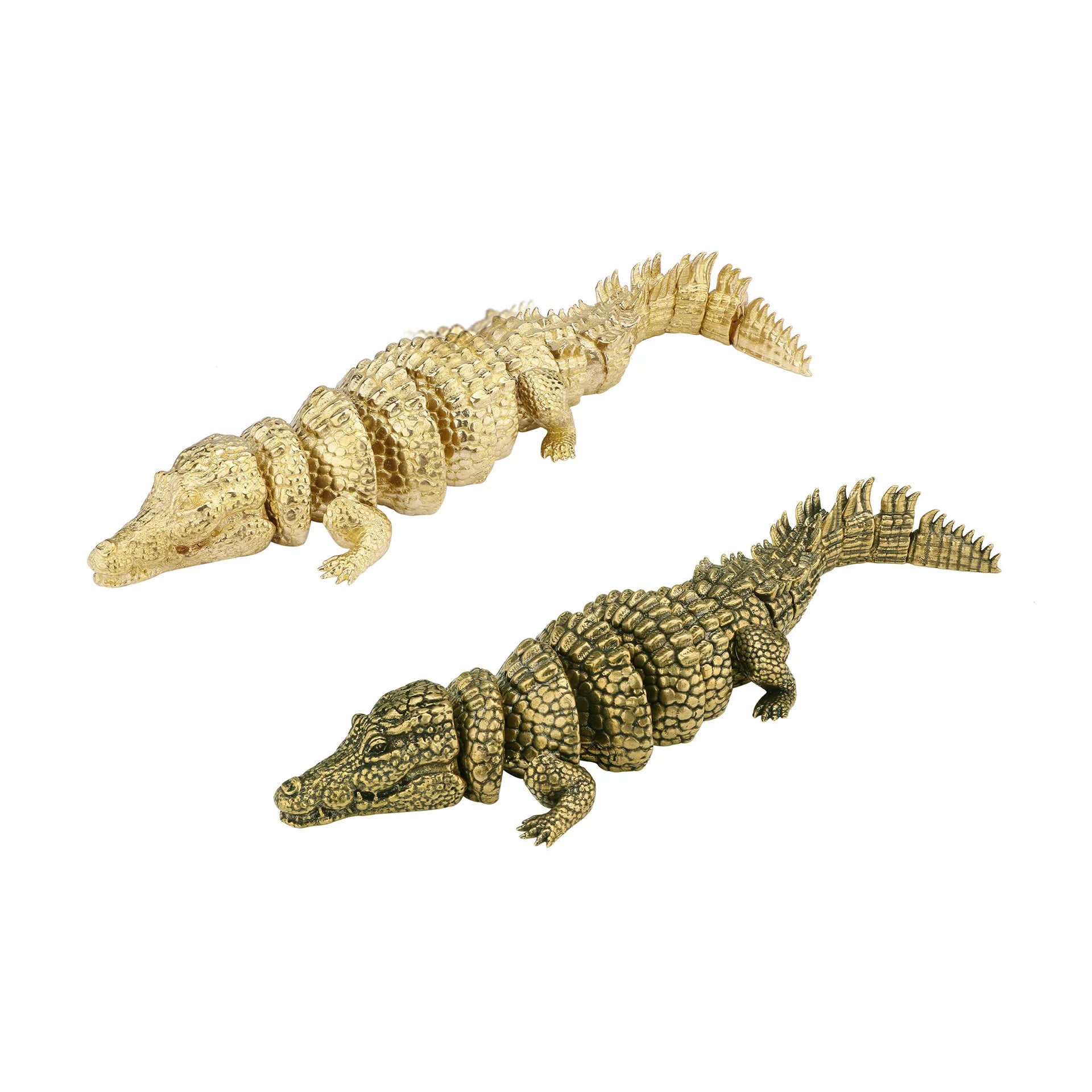 Metal Crafts Brass crocodile Wildlife New Cartoon 3D Movable Joint crocodile Brass Toy Ornaments Art & Collectible