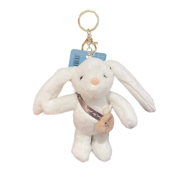 15cm Kawaii Plush Animal Toys Bunny Keychain Pendant Cute Stuffed Long Ear pink Rabbit Keychain for Bag Deco Children Kids Gifts
