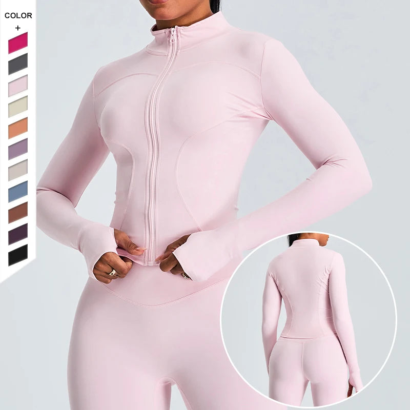 Wholesale High-strength Jacket Stand up Collar Full Zipper Sports Fitness Outdoor Long Sleeves