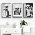 High-quality Black Canvas Posters Wall Paintings Bath Otter Canvas Paintings Bathroom Decorative Wall Art and Animal Paintings