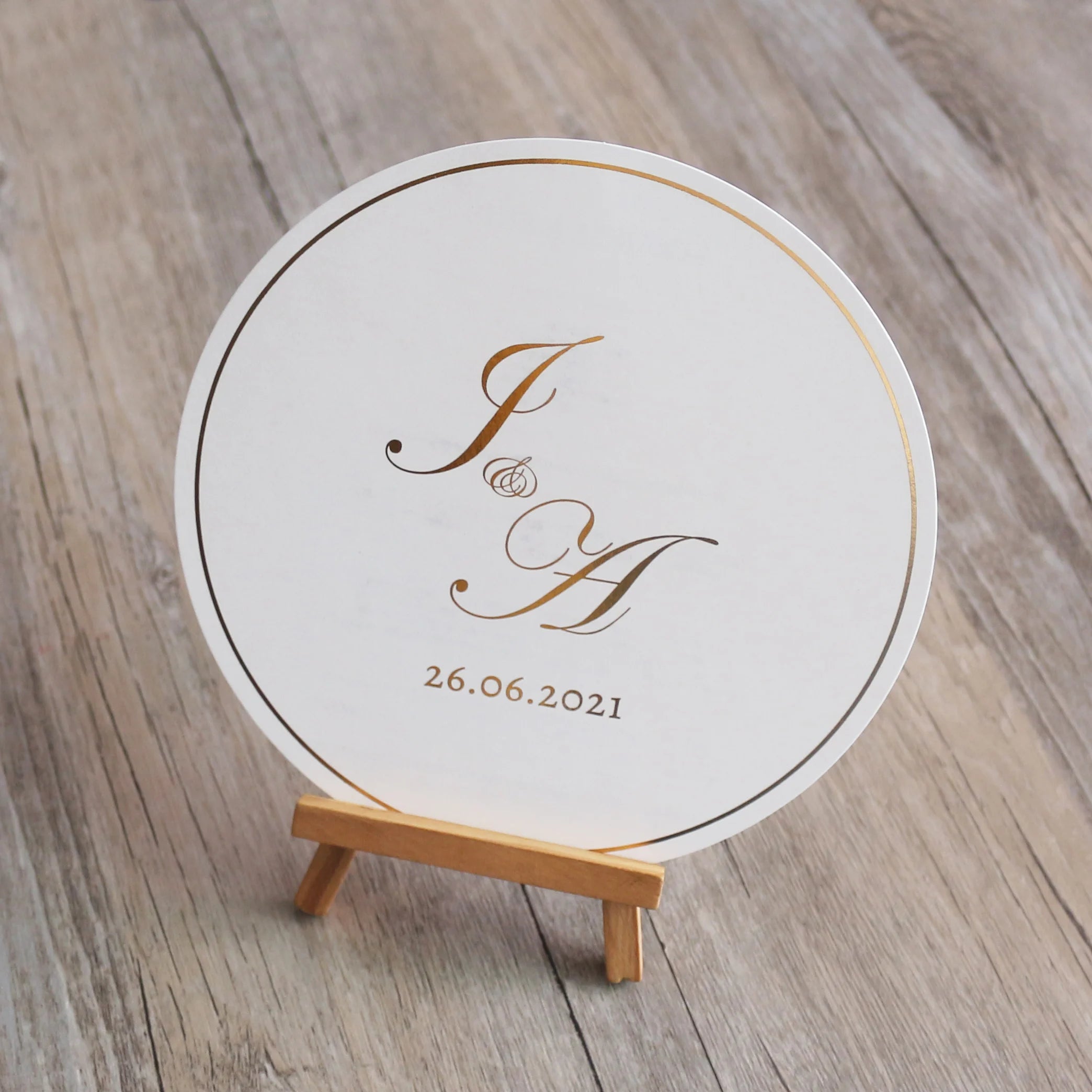 Round Shape Menu Cards Hot Stamping Monogram Wedding Invitation Custom Thank You Greeting Cards