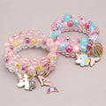New Children's Western Gold Plated Cute Color Enamel Animal Unicorn Mermaid Charms Beaded Stretch Elastic Bracelets Anniversary