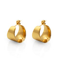 Chris April Fashion Jewelry 316L Stainless Steel Pvd Gold Plated Non-tarnish Wide Glossy Hoop Earrings