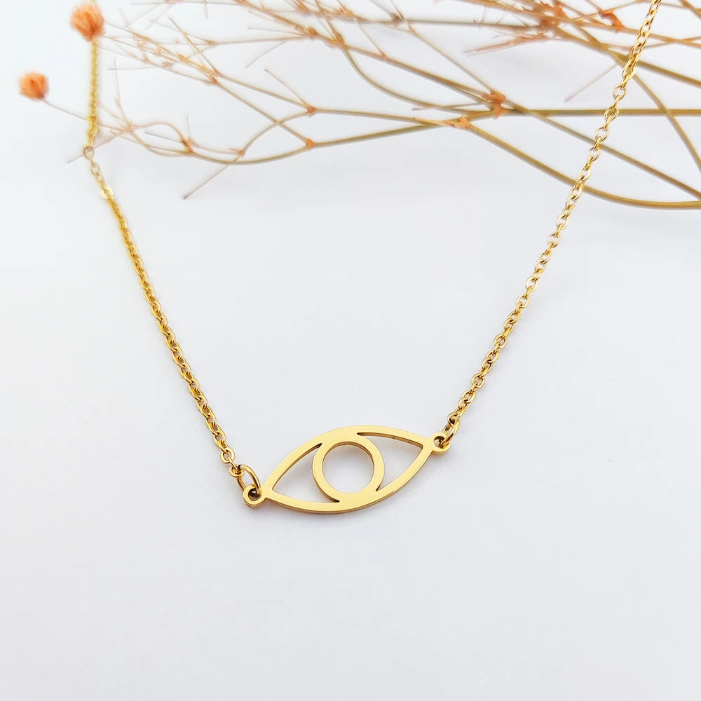 Devils Eye Pendant Necklace Joyas Plata Oro Women Ensemble Bijoux Stainless Steel Gold Plated Evil-Eye Chain Necklaces Wholesale