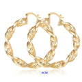Brass With 18k Gold Plated Korean Fashion Thick Textured Earrings Women Hoop Jewelry