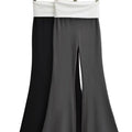 CNSHELL Custom New High Waist Close-fitting Contrast Color Stitching Flanging Yoga Trumpet Pants for Women