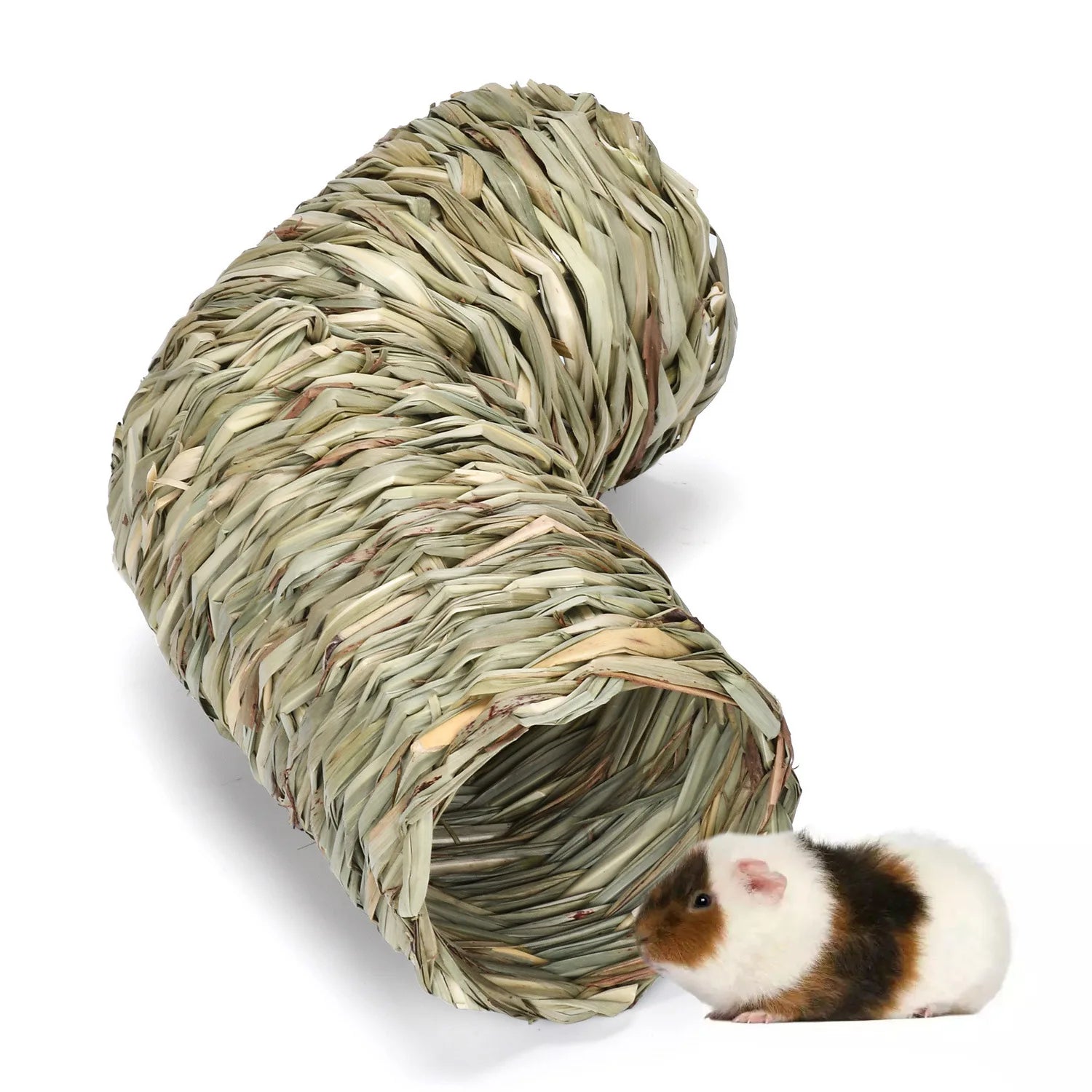 Handcrafted Grass Woven Cage Tunnel for Hamsters Wire Bears Hedgehogs - Pet Hideout Passage Guinea Pig Scenic Toy Supplies