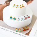 Harmless Waterproof Stainless Steel 18K Gold Plated Cute Toys Car Plane Girls Babe Earrings