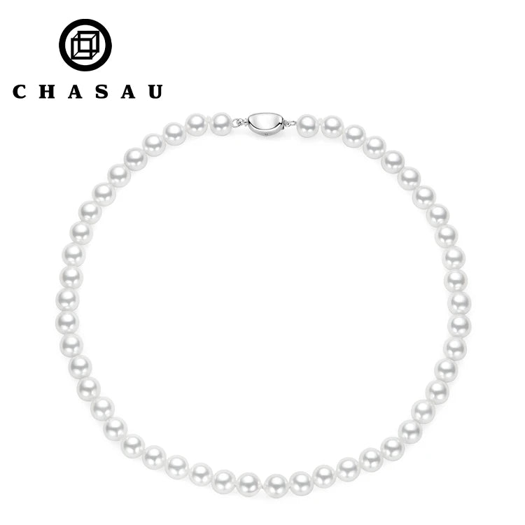 Professional Manufacturer Bohemian Stylish 925 Silver 6mm 8mm Shell White Pearl Beads Necklace for Women