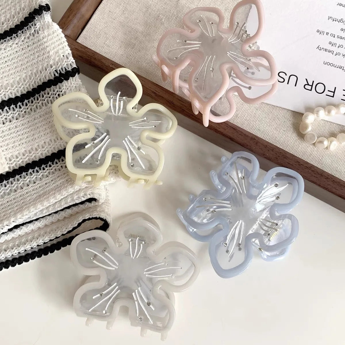 Custom Korean Acetate Hair Claw Elegant Cute Flower Hair Claws Wholesale Large Shiny Rhinestone Hair Claws for Women