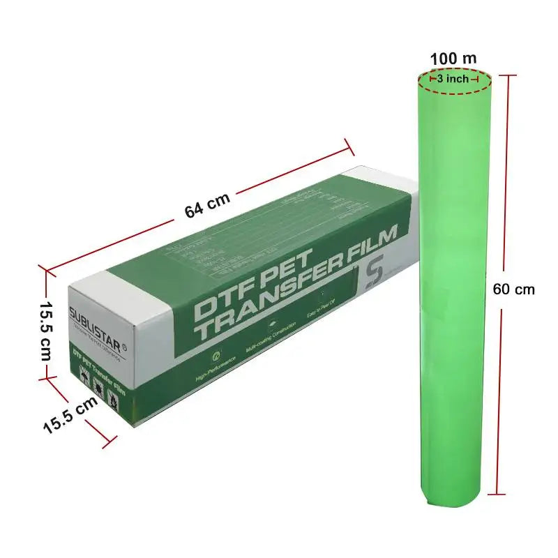 SUBLISTAR Luminous DTF Transfer Film(60CM*100M) PET Heat Transfer Cold Peel Glow in the Dark DTF Film for T-Shirt Textile