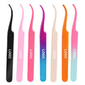 Gradient Colours Lash Extensions Tweezers Gold Rounded Tip 45 Degree Pink Eyelashes Tweezers Stainless Steel Custom Lash Tweezer