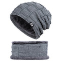 Hot Sale 2pcs Men Knitted Ski Cap and Windproof Scarf Korean Fashion Simple Beanie Winter Warm Wool Hat MegaBDM