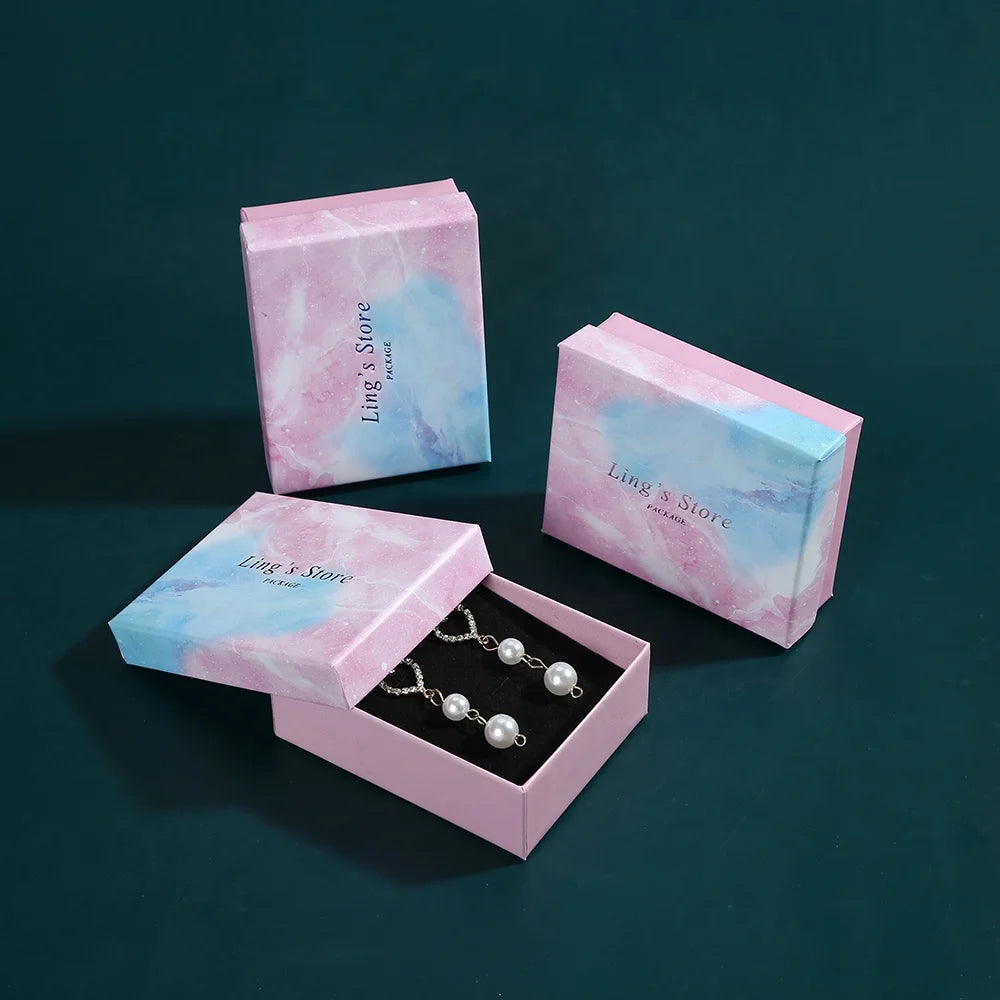 7*9*3cm Wholesale Luxury Small Gift Box Black Velvet Foam Jewelry Packaging Colorful Rigid Cardboard Boxes