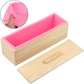 Flexible Rectangular Custom Handmade DIY 42OZ Wood Box Silicone Soap Loaf Mold With Cover for Making Soap Cake