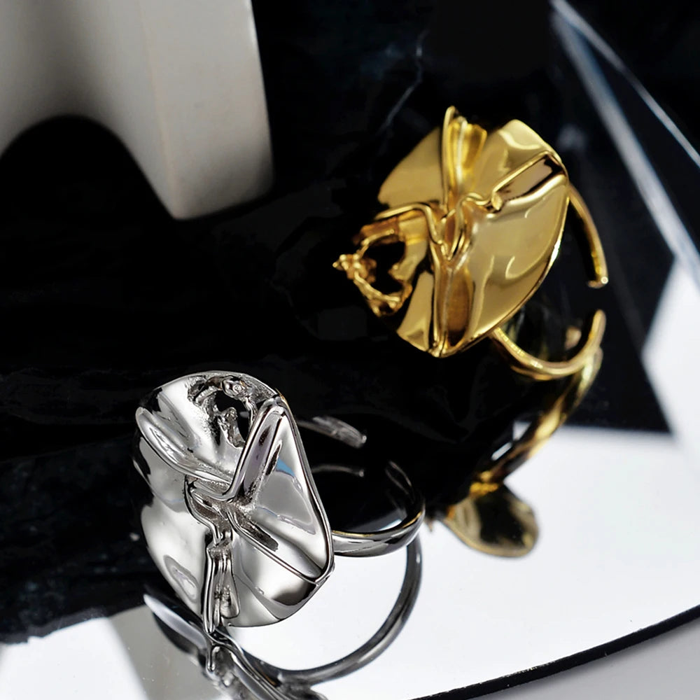 ICEBELA Jewelry Niche Design S925 Sterling Silver Irregular Cross Ring Female Ins Style Open Portrait Index Finger Ring