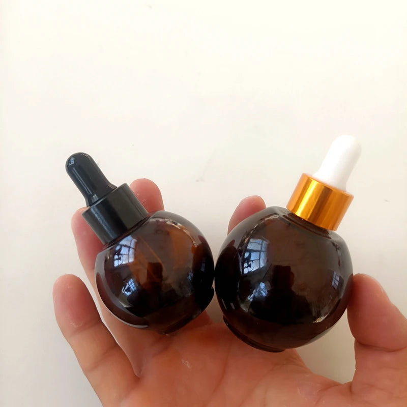 Empty for Shape Circular Luxury Wholesale Amber Clear Glass Dropper Bottle with Screen Printing for Essential Oil 30ml/60ml
