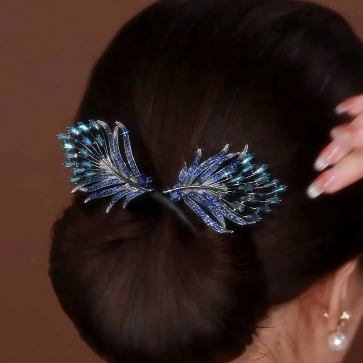 Rhinestone Crystal Feather Deft Bun Hair Bun Maker Hair Twist French Donut Bun Maker Styling Twister for Women Hair Braider
