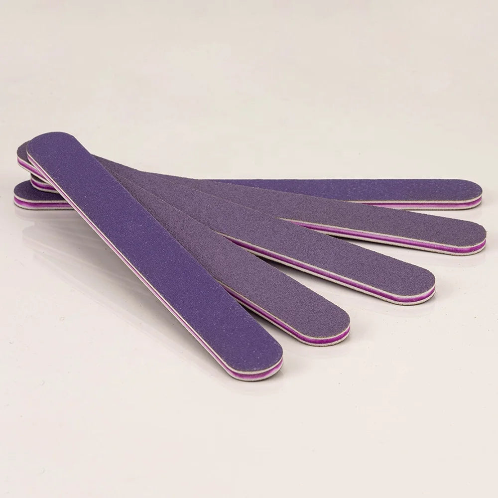 Washable Durable EVA Board Logo Customise Violet Purple Straight Professional 100/180 Custom Nail File 100 180 Private Label OEM