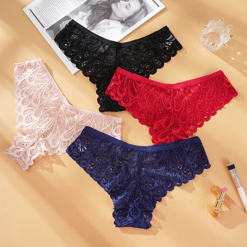 Interiores De Mujer Lady Panties Women's Underwear Low-rise Sexy See Through Lace Briefs Underwear Colorful Sexy String