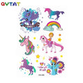 Custom Non Toxic Water Transfer Shining Unicorn Designs Glitter Temporary Tatoo Stickers Boy Girls Kid Body Tattoo