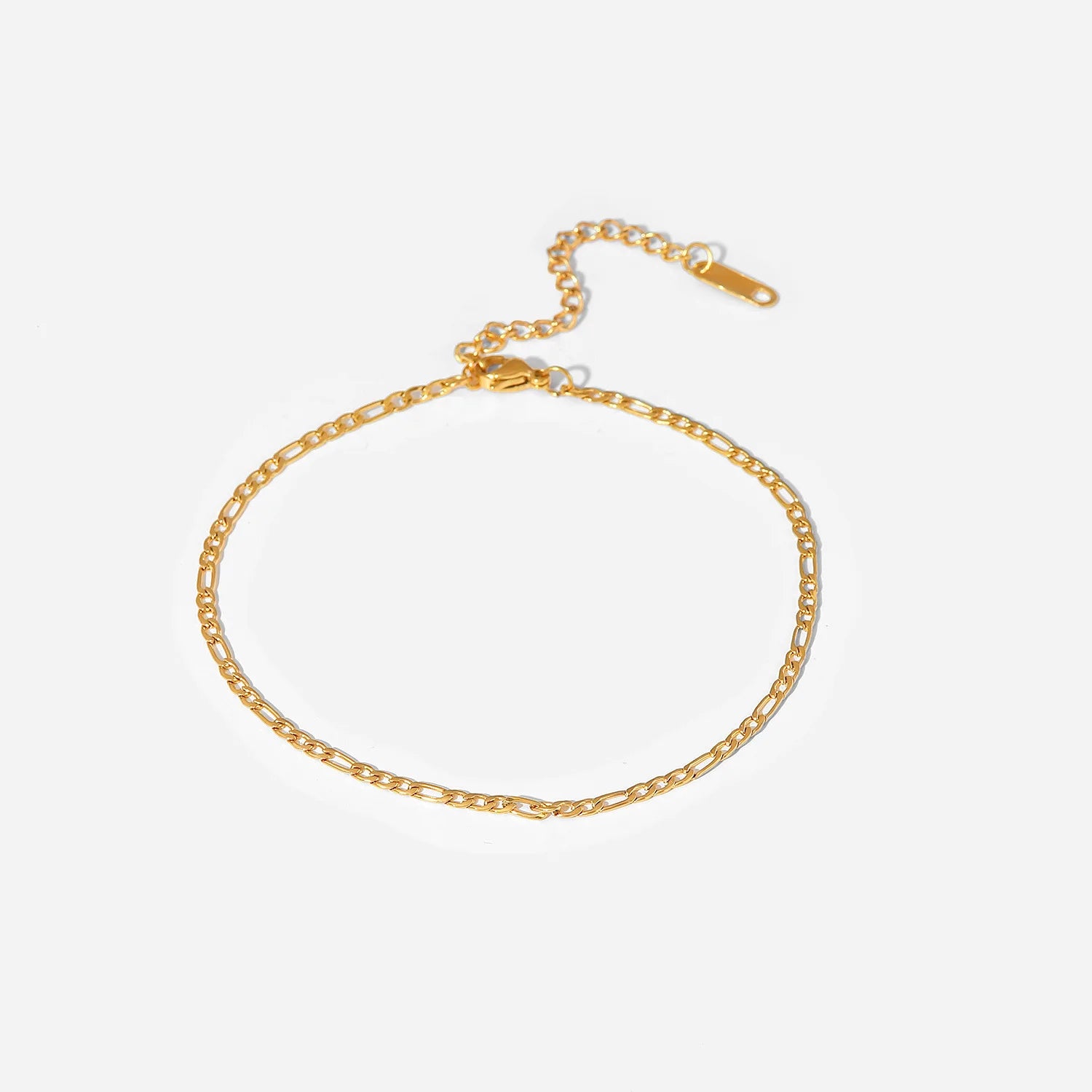 Wholesale 18k PVD Gold Plated Figaro Chain Anklet Stainless Steel Bracelet for Women